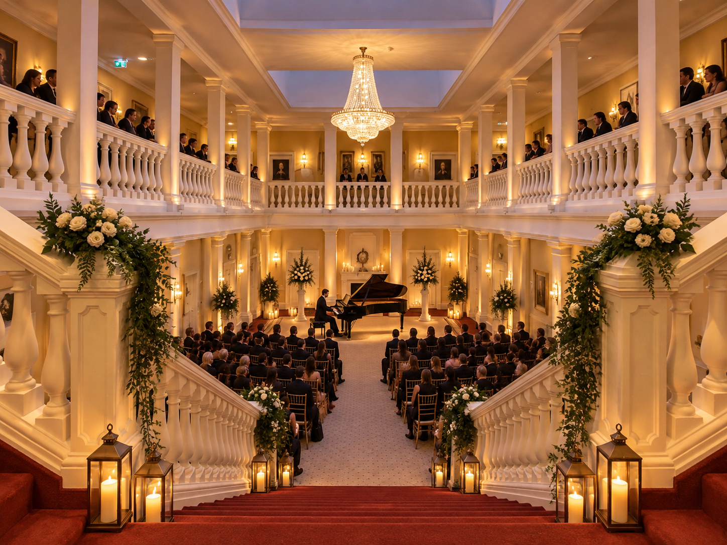 Konzert mit Pianist und Publikum im Atrium der Residenz
