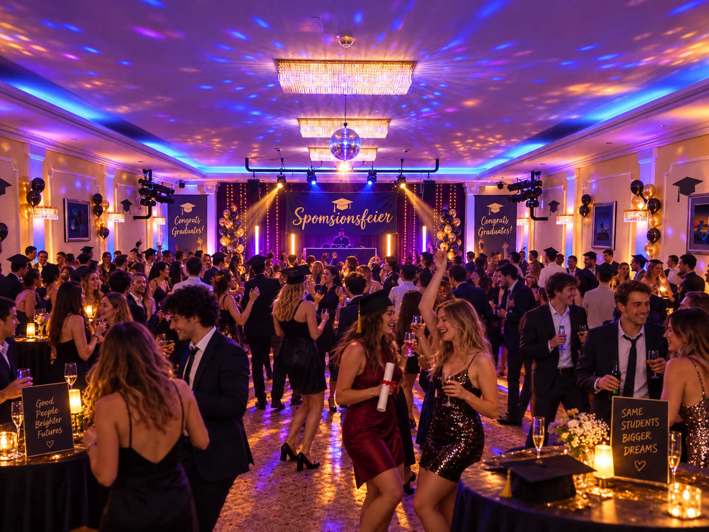 Tanz und Disco bei der Sponsionsfeier im Theatersaal